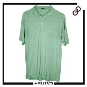 Tasc Men's Polka Dot Short Sleeve High Low Hem Golf Polo Shirt‎ Green Size XL